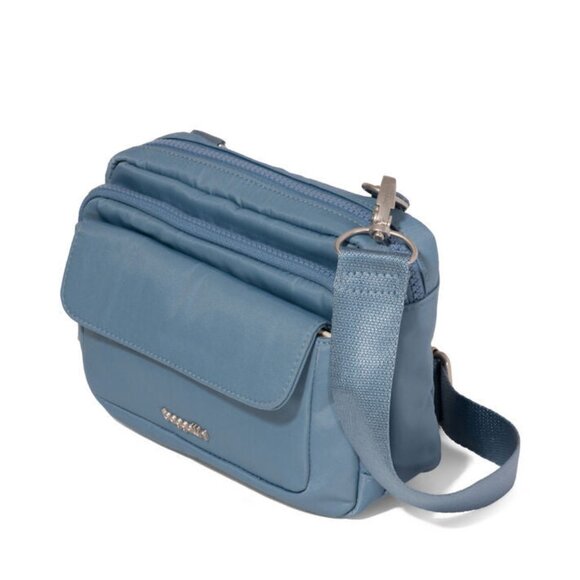 Baggallini Modern Cornflower blue double zip RFID crossbody bag - Picture 1 of 11
